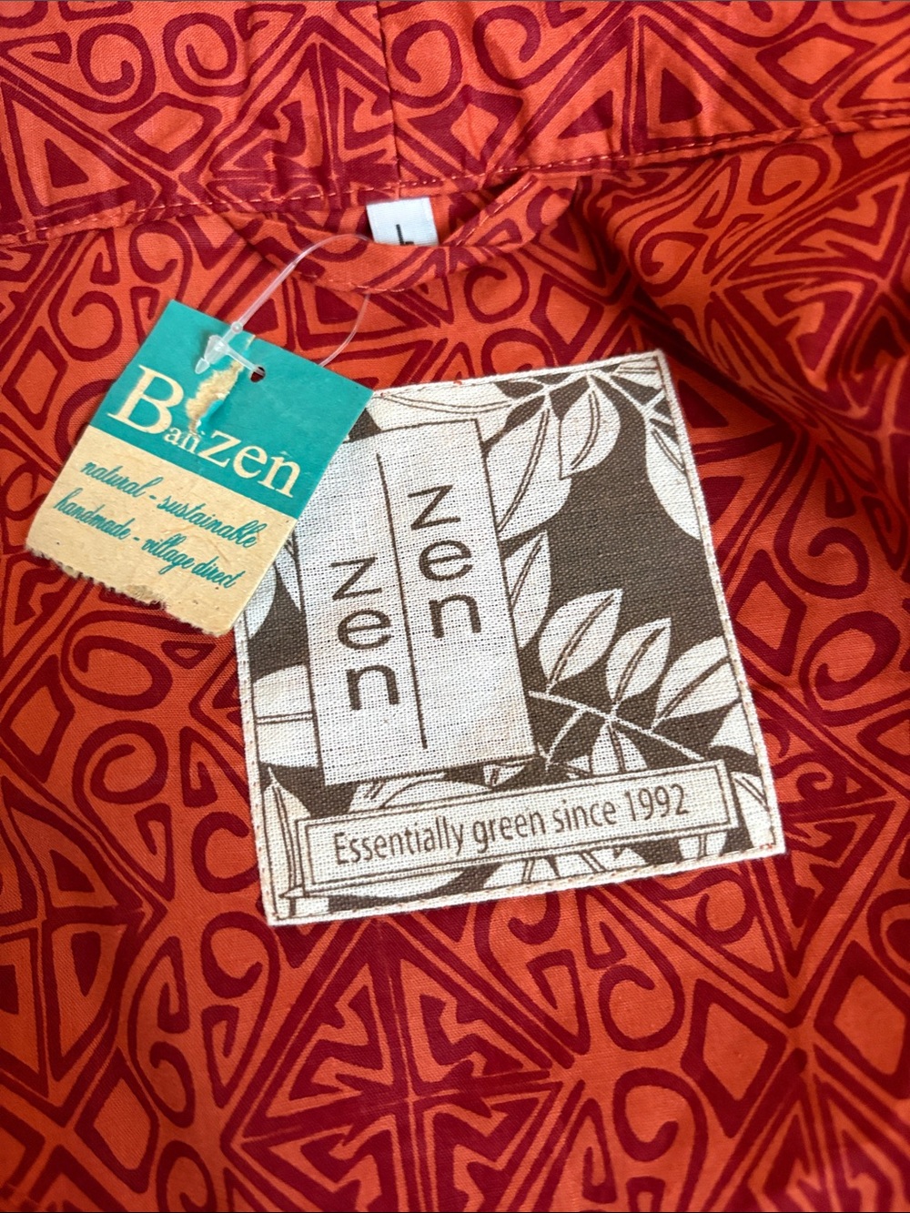 Balizen Terracotta Patterned Robe with Belt, pockets - Picture 8 of 8